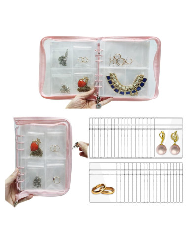 Organizador de Joyería Plegable IKJNMLP Rosa 70 Bolsillos
