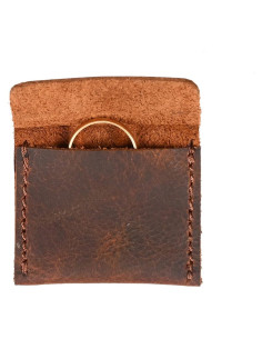 Estuche de Anillo de Boda CestAntiQ Cuero Marrón Hecho a Mano