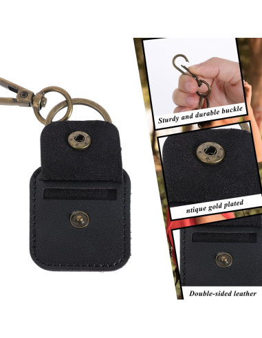 Porta Anillos de Cuero InnoHHustle Negro Portátil 14.2x11.7 cm