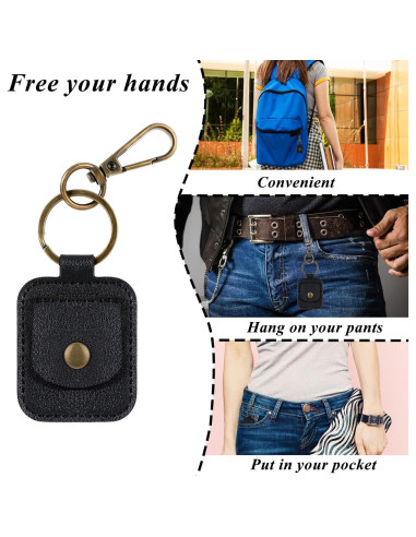 Porta Anillos de Cuero InnoHHustle Negro Portátil 14.2x11.7 cm