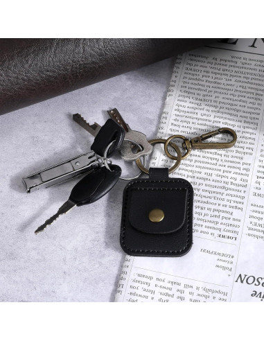 Porta Anillos de Cuero InnoHHustle Negro Portátil 14.2x11.7 cm