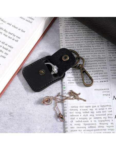 Porta Anillos de Cuero InnoHHustle Negro Portátil 14.2x11.7 cm Porta Anillos de Cuero InnoHHustle Negro Portátil 14.2x11.7 cm