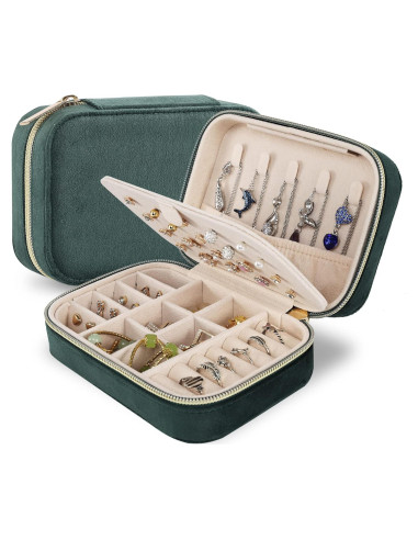 Caja de Joyería de Viaje Dajasan Terciopelo Verde Esmeralda