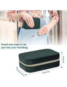 Caja de Joyería de Viaje Dajasan Terciopelo Verde Esmeralda 2