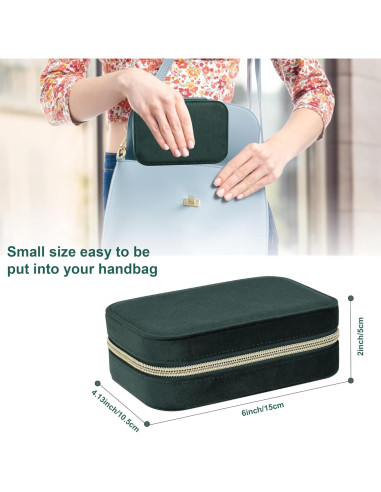 Caja de Joyería de Viaje Dajasan Terciopelo Verde Esmeralda