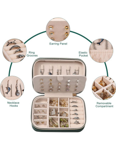 Caja de Joyería de Viaje Dajasan Terciopelo Verde Esmeralda