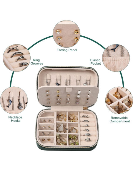 Caja de Joyería de Viaje Dajasan Terciopelo Verde Esmeralda