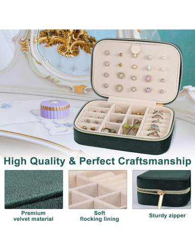 Caja de Joyería de Viaje Dajasan Terciopelo Verde Esmeralda