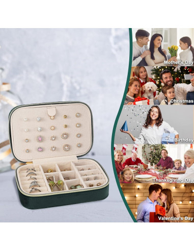 Caja de Joyería de Viaje Dajasan Terciopelo Verde Esmeralda