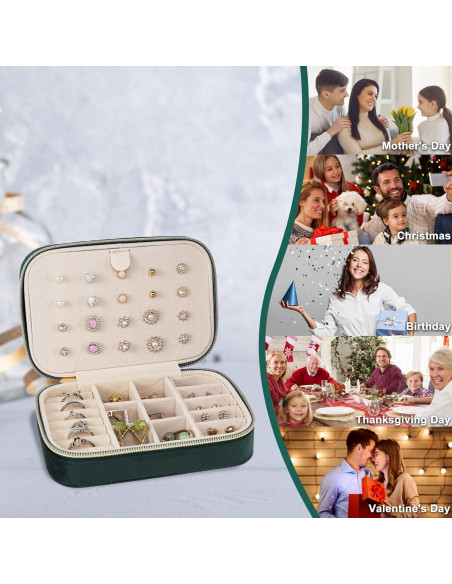 Caja de Joyería de Viaje Dajasan Terciopelo Verde Esmeralda
