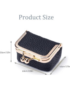 Caja de Joyería Mini ZEXILILA de Cuero Genuino Negra 2