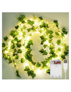 KASZOO 2 Paquete 2m Guirnaldas de Hiedra con 80 LEDs