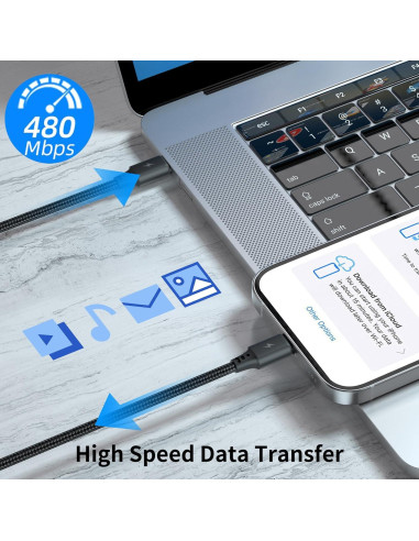 Cable USB C a Lightning 0.5m Cenepor 3Pack Carga Rápida