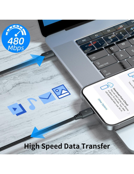 Cable USB C a Lightning 0.5m Cenepor 3Pack Carga Rápida