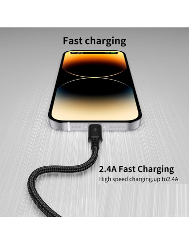 Cable USB C a Lightning 0.5m Cenepor 3Pack Carga Rápida