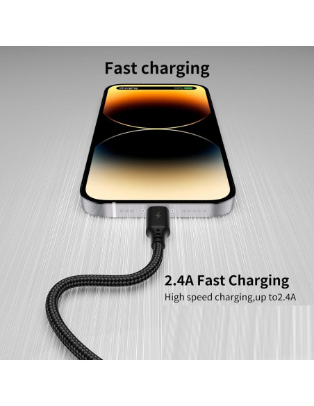 Cable USB C a Lightning 0.5m Cenepor 3Pack Carga Rápida