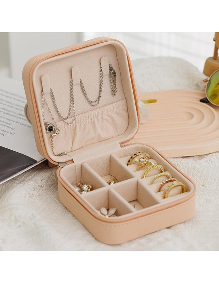 Caja de Joyería de Viaje CustomMaster Rosa - Organizador Compacto