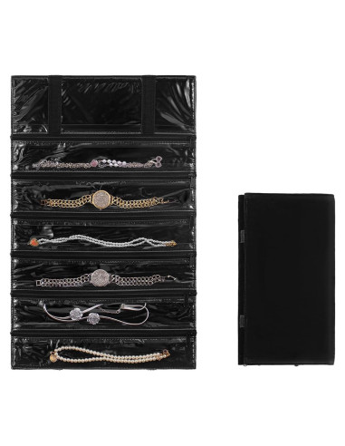 Organizador de Joyería de Viaje TEMUORG Plegable 6 Bolsillos