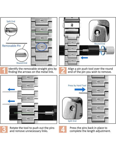 Banda de Reloj de Metal WOCCI 24mm Acero Inoxidable Plata