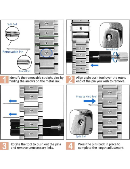 Banda de Reloj de Metal WOCCI 24mm Acero Inoxidable Plata