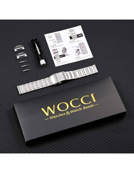 Banda de Reloj de Metal WOCCI 24mm Acero Inoxidable Plata