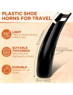 Cuchara de zapatos de plástico Senbers negra 16.5 cm para viaje 2