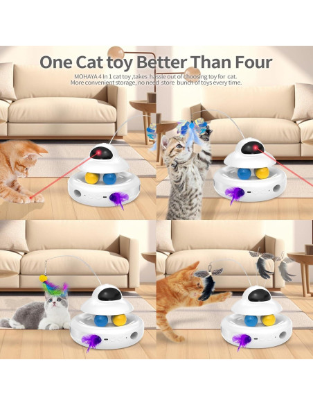 Juguete para Gatos MOHAYA 4-en-1 Interactivo Blanco