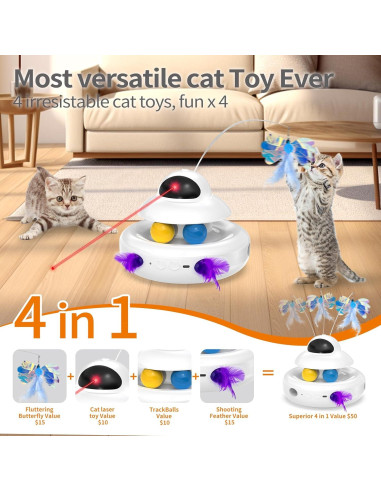 Juguete para Gatos MOHAYA 4-en-1 Interactivo Blanco