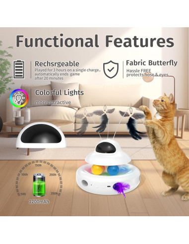 Juguete para Gatos MOHAYA 4-en-1 Interactivo Blanco