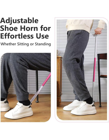 Calzador de Mango Largo Ajustable Rewkcy 90 cm para Personas Mayores