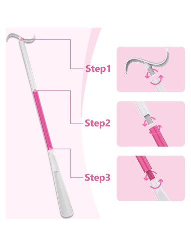 Calzador de Mango Largo Ajustable Rewkcy 90 cm para Personas Mayores