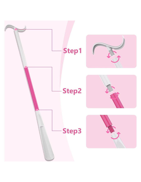 Calzador de Mango Largo Ajustable Rewkcy 90 cm para Personas Mayores