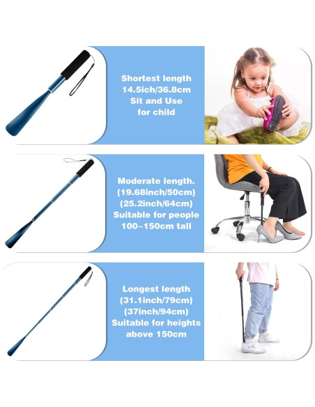 Calzador Retráctil JJDPARTS de Aluminio 36.8-94 cm Unisex