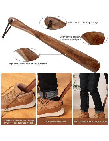 Juego de 2 Cuernos de Zapato de Madera Gandeer 38cm y 15.5cm