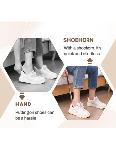 Cuerno de zapato de acero inoxidable con mango de cuero 42 cm 2