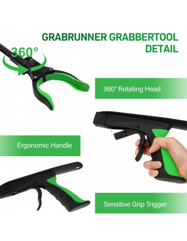 Agarrador de Alcance Plegable GrabRunner Verde 82 cm