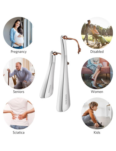 Juego de Calzadores de Acero Inoxidable ONEKOO - Largo 30.48 cm y Corto 19.05 cm