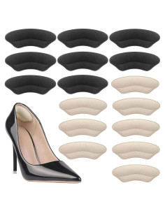 8 Pares de Almohadillas de Talón DOMEJO - Ajuste Universal Beige/Negro