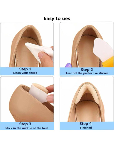 8 Pares de Almohadillas de Talón DOMEJO - Ajuste Universal Beige/Negro