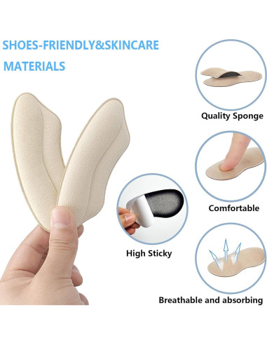 8 Pares de Almohadillas de Talón DOMEJO - Ajuste Universal Beige/Negro