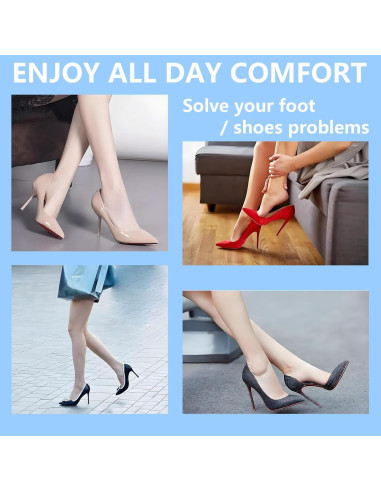 8 Pares de Almohadillas de Talón DOMEJO - Ajuste Universal Beige/Negro