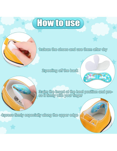 Geyoga 12 Piezas Almohadillas de Talón para Niños Estilo Unicornio