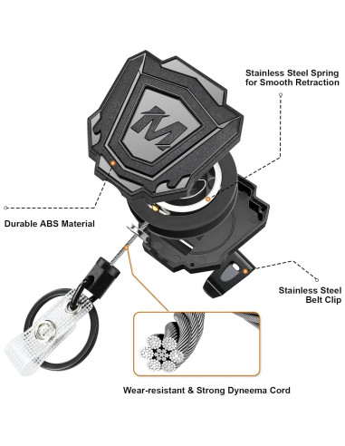 2 Llavero Retráctil Maileto con Clip y Cable de 80 cm