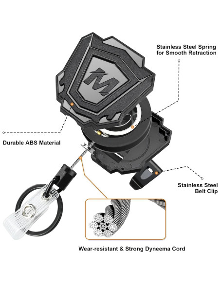 2 Llavero Retráctil Maileto con Clip y Cable de 80 cm