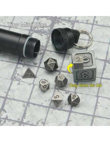 Conjunto de Dados Mini PJOY Portátil D&D 7PCS Cobre Antiguo