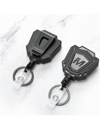 2 Llavero Retráctil Maileto con Clip y Cable de 80 cm