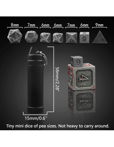 Conjunto de Dados Mini PJOY Portátil D&D 7PCS Cobre Antiguo