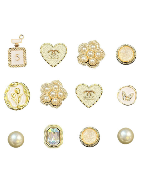 Encantos para Zapatos Brillantes Dorados - 12 Accesorios Unisex Encantos para Zapatos Brillantes Dorados - 12 Accesorios Unisex