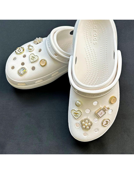 Encantos para Zapatos Brillantes Dorados - 12 Accesorios Unisex Encantos para Zapatos Brillantes Dorados - 12 Accesorios Unisex