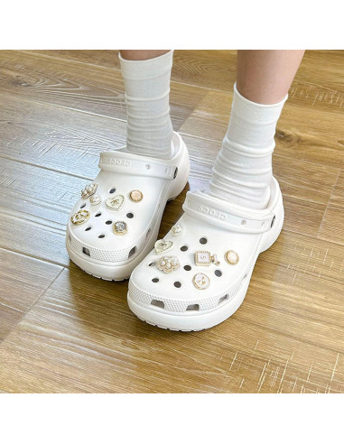 Encantos para Zapatos Brillantes Dorados - 12 Accesorios Unisex